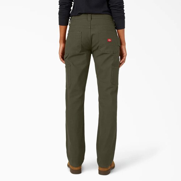 Dickies FLEX Relaxed Straight Fit Duck Carpenter Pants In Olive Green, Size 8 - Picture 3 of 16